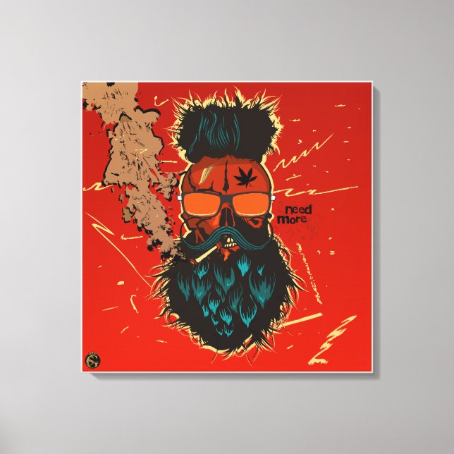 Lienzo Tête de mort punk hipster G-skulls crâne need more (Anverso)