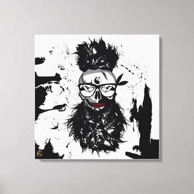 Lienzo Tête de mort punk hipster G-skulls crâne panda (Anverso)