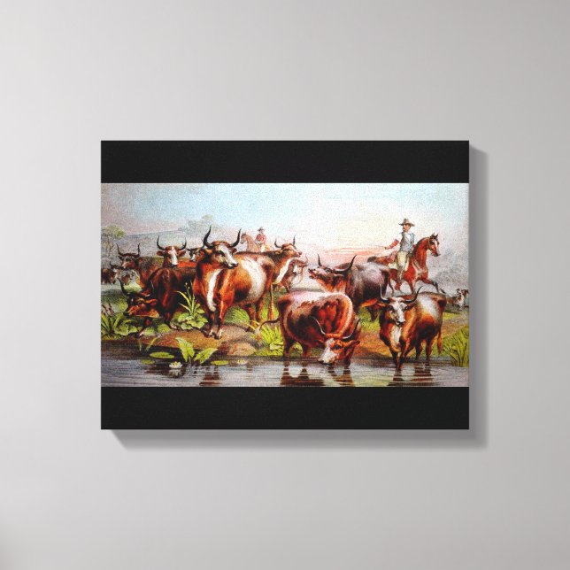 Lienzo Texas Cattle Drive (Anverso)