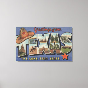 Lienzo TexasGreetings del estado solitario de la estrella