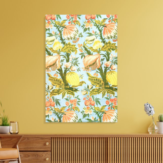 Lienzo Textil Clásico de Damasco de Frutas Florales Barro (Insitu (Sala de estar))