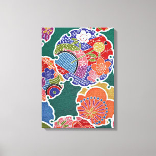 Lienzo Textil japonés de KIMONO, patrón florete