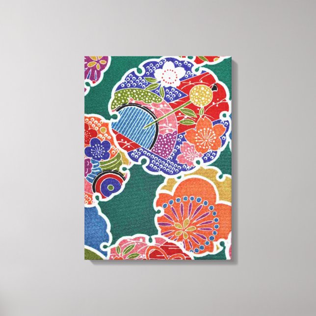 Lienzo Textil japonés de KIMONO, patrón florete (Anverso)