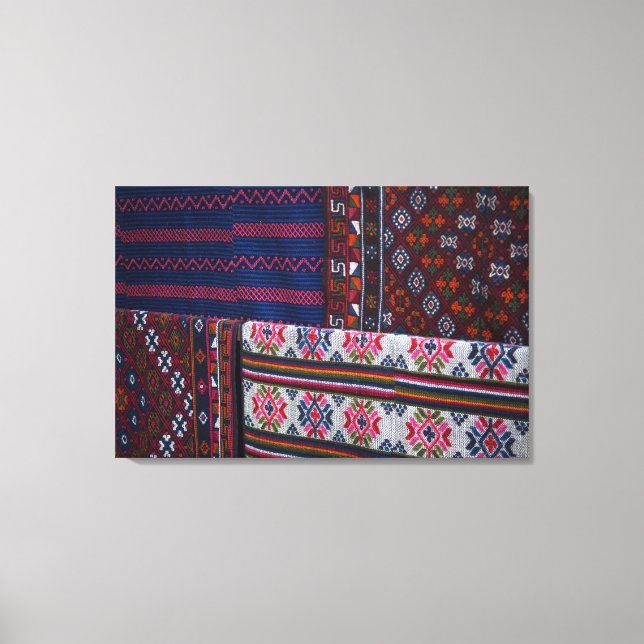 Lienzo Textiles de Bután de colores (Anverso)