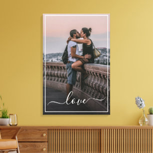 Lienzo Texto de cita de amor personalizado y foto simple