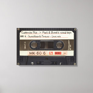 Lienzo Texto de encargo/casete de música retro del amor