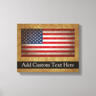 Lienzo Texto de la bandera americana w/Custom del vintage