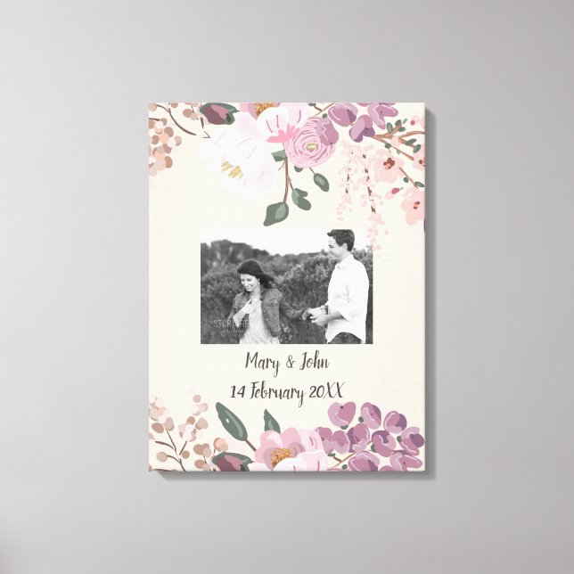 Lienzo Texto del personalizado fotográfico Boda floral (Anverso)