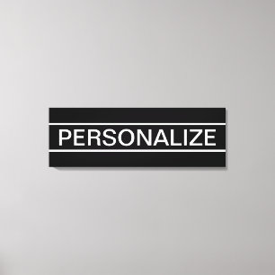 Lienzo Texto personalizable Negro y blanco moderno y ne