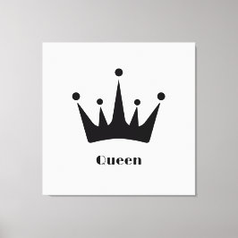 Lienzo Texto personalizado de Reina Corona de Color Negro