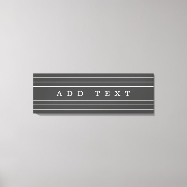 Lienzo Texto Personalizado y franjas modernas | Gris oscu (Anverso)