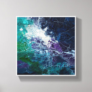 Lienzo Textura abstracta agrietada oscura con azul y esme