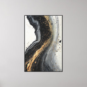 Lienzo Textura abstracta de remolinos negro, gris y dorad