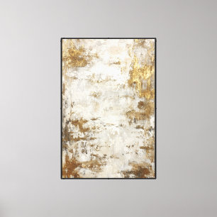 Lienzo Textura blanca, beige y gris con abstracto dorado