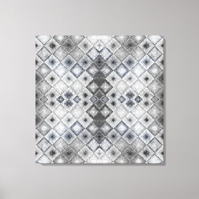 Lienzo Textura de celosía abstracta geométrica plateada y (Anverso)