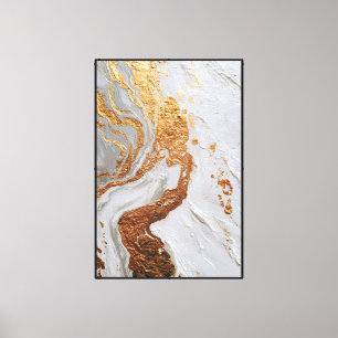 Lienzo Textura de mármol dorado y gris con flujo blanco