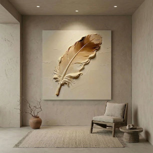 Lienzo Textura de pluma beige marrón de aceite 3D minimal