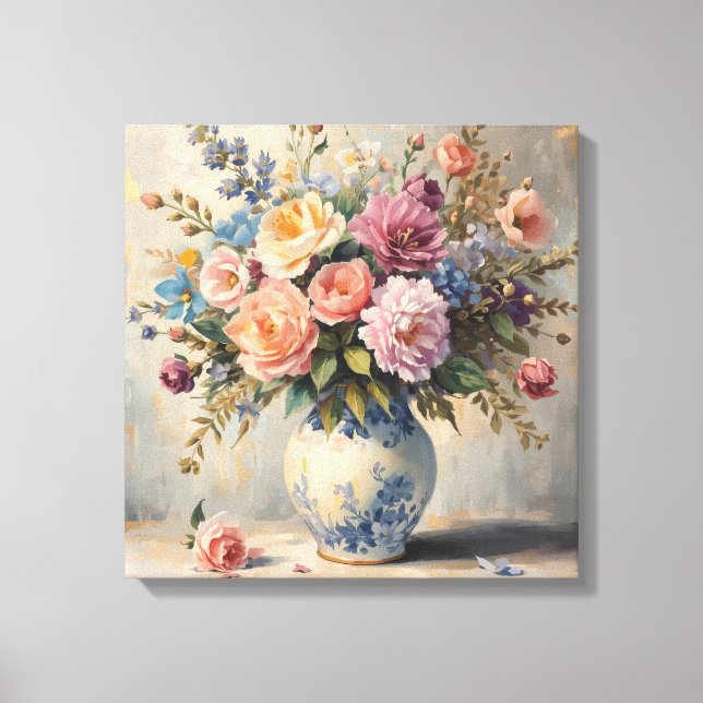 Lienzo Textura floral soñadora – Estilo de flor suave (Anverso)