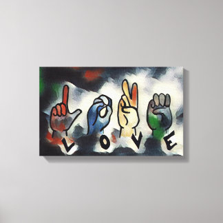 Lienzo The fingers spell L O V E Stretched Canvas Print