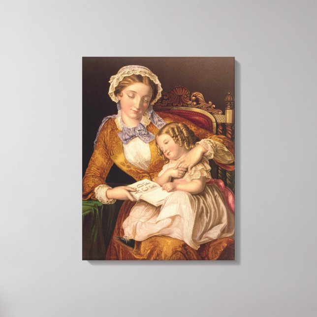 Lienzo The First Lesson, pub. por Baxter, 1855 (edición i (Anverso)