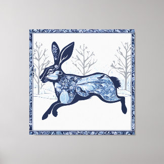 Lienzo The Hares Winter's Whimsical Wandering