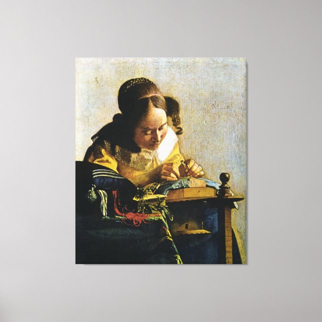Lienzo The Lacemaker de Johannes Vermeer (alrededor de 16 (Anverso)