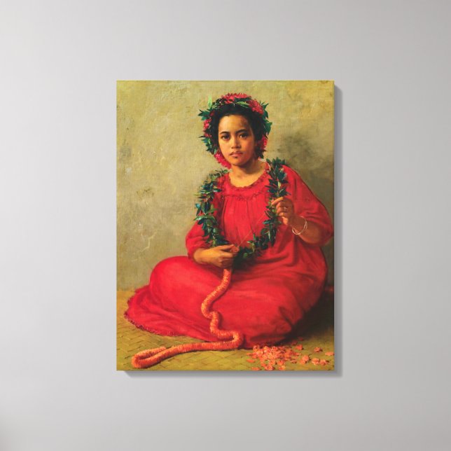 Lienzo The Lei Maker, 1901, de Theodore Wores (Anverso)