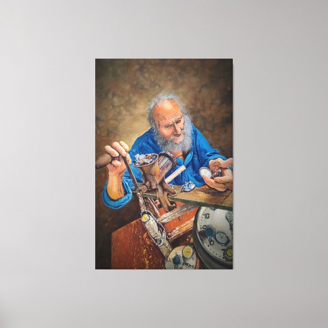 Lienzo The Mill of Time: Symbolic Oil Painting of Old Man (Anverso)