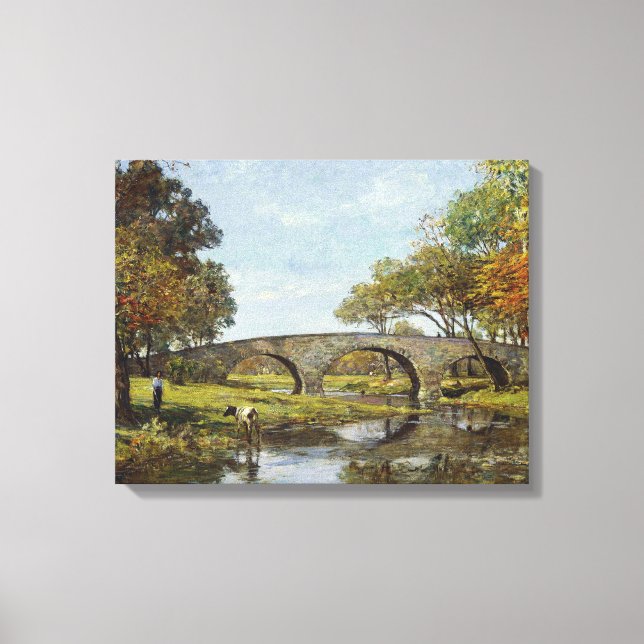 Lienzo The Old Bridge (por Theodore Robinson) (Anverso)