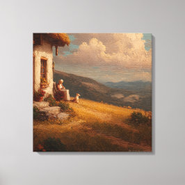 Lienzo The Old Lady and Her Dog