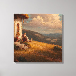 Lienzo The Old Lady and Her Dog