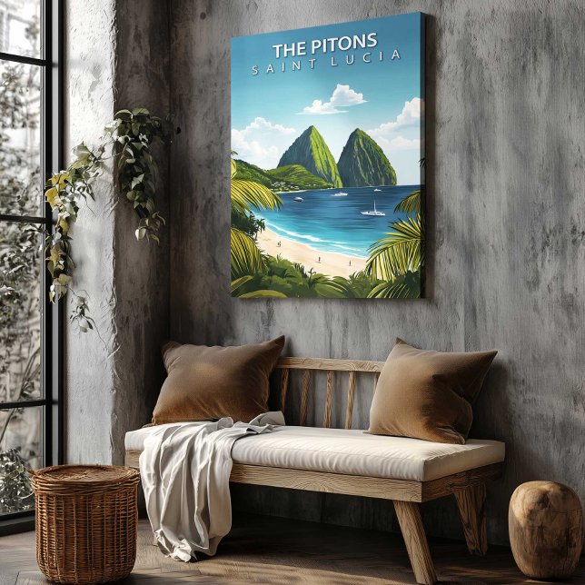 Lienzo The Pitons St Lucia Travel Canvas Wall Decor (The Pitons St Lucia Travel Canvas Wall Decor by TinkPrints.)