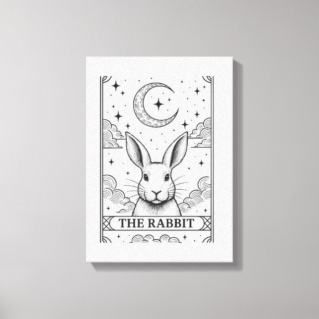 Lienzo The Rabbit | Mystical Moon Tarot Card Illustration (Anverso)