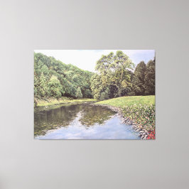 Lienzo The Serene Waterway: Realistic River Landscape Oil