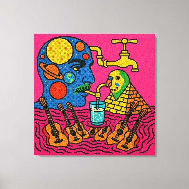 Lienzo The Solar System Person and the Pyramid Parakeet (Anverso)