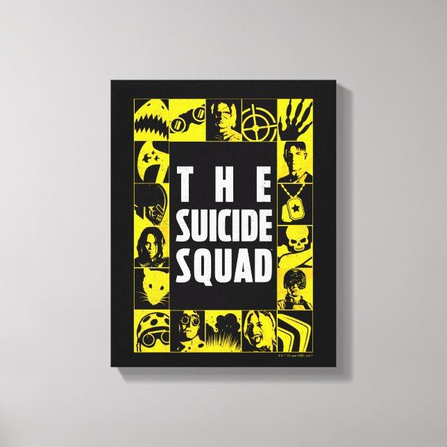 Lienzo The Suicide Squad | Yellow & Black Icon Blocks (Anverso)