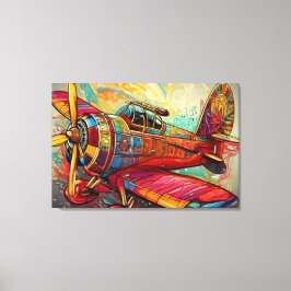 Lienzo The Ultimate Vibrant Retro-Futurist Airplane