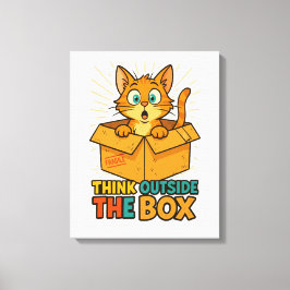 Lienzo Think Outside The Box – Funny Cat Cartoon