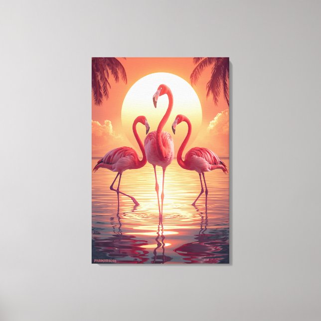 Lienzo THREE FLAMINGOS Surreal (Anverso)