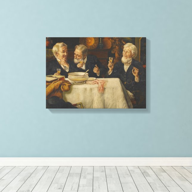 Lienzo Three Men Dining (Insitu (piso de madera))