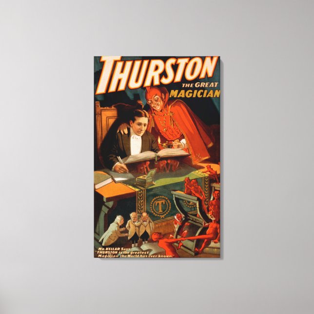Lienzo Thurston el gran mago con la magia del diablo (Anverso)