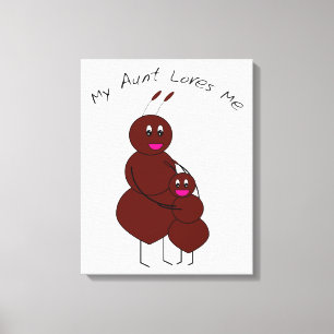 Lienzo Tía y sobrina abrazándose Familia Hormiga Dibujos