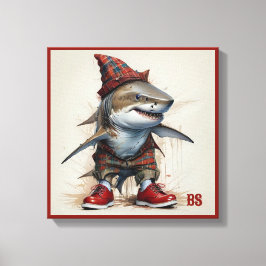 Lienzo tiburón temible del disfraz escocés - tiburón tart