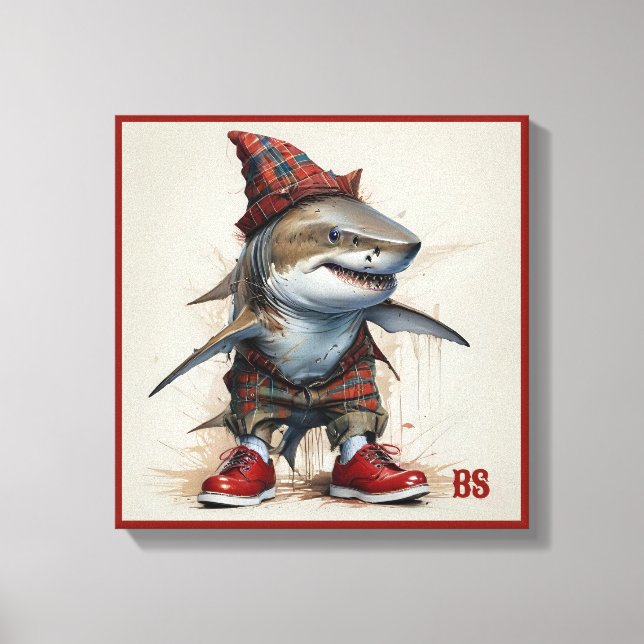 Lienzo tiburón temible del disfraz escocés - tiburón tart (Anverso)