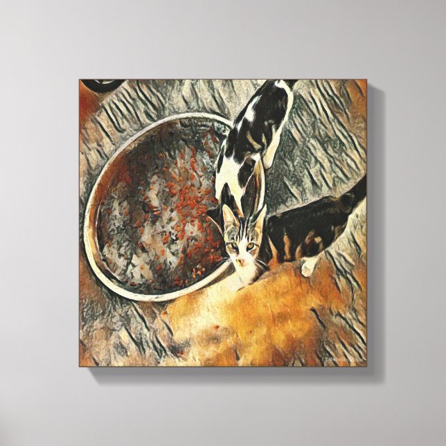 Lienzo ¡Tiempo de alimentación! - Recorte marrón (Anverso)