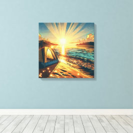 Lienzo Tienda de campaña en un campamento de playa temáti