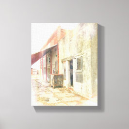 Lienzo Tienda de piensos rural abandonada
