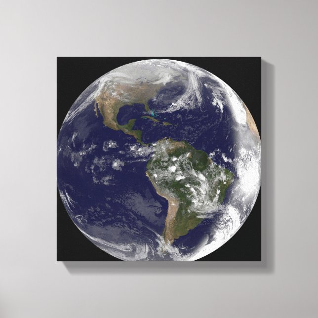 Lienzo Tierra completa mostrando América del Norte y Amér (Anverso)