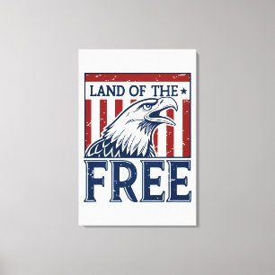 Lienzo Tierra de libre - Gráfico de águila de los Estados