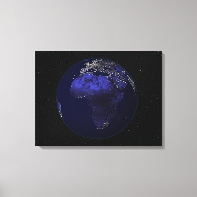 Lienzo Tierra llena en la noche mostrando a África y Euro (Anverso)